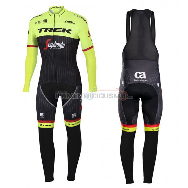 2017 Abbigliamento Ciclismo Trek Segafredo Manica Lunga Nero e Giallo